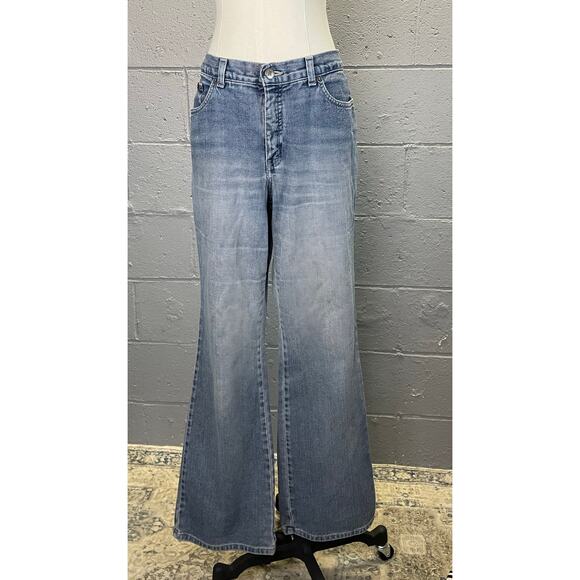 Vintage y2k Lo Rise Flare Jeans SZ 12 Light Med Wash Bell Bottom LG - Picture 1 of 10